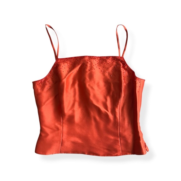 Ann Taylor Tops - Ann Taylor 100% SilkOrange Beaded Spaghetti Strap Camisole Size 4